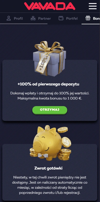 Oferta bonusowa w kasynie Vavada: 100% od pierwszego depozytu i informacje o cashbacku.