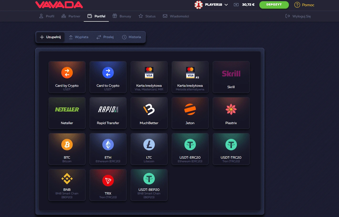 vavada casino metody p?atno??i i jak wplacic pieniadze: sms, karty, crypto